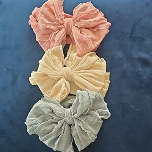 Baby Girl's Bow Headband Set - Pink, Beige & Blue